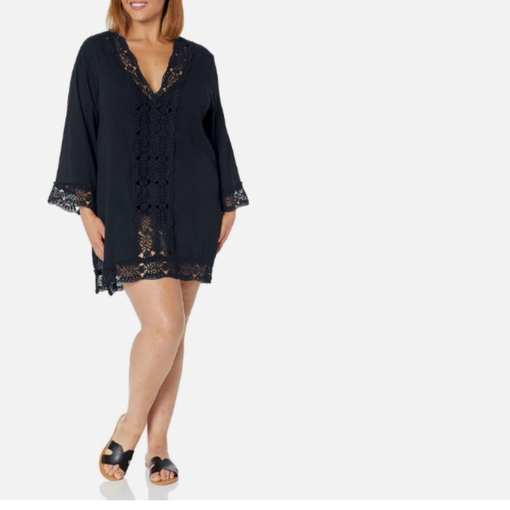 La Blanca Women's Plus-Size Island Fare V-Neck Tunic Cover Up Swimwear, …